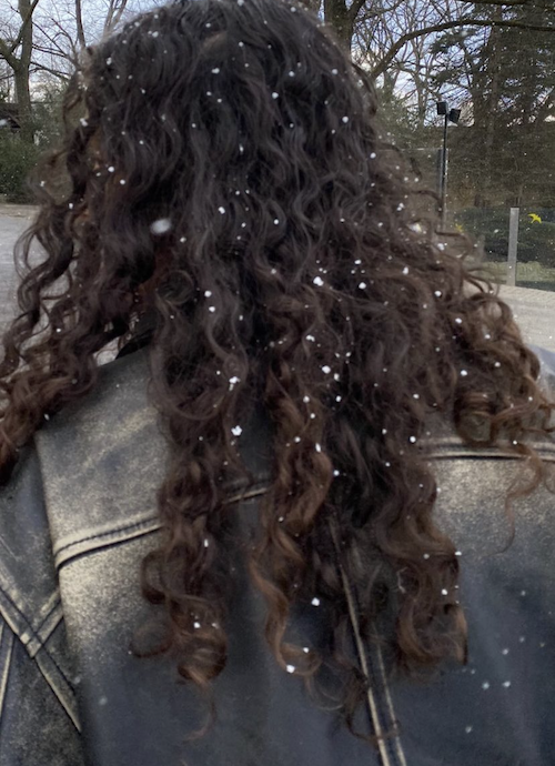 Leather jacket in snow